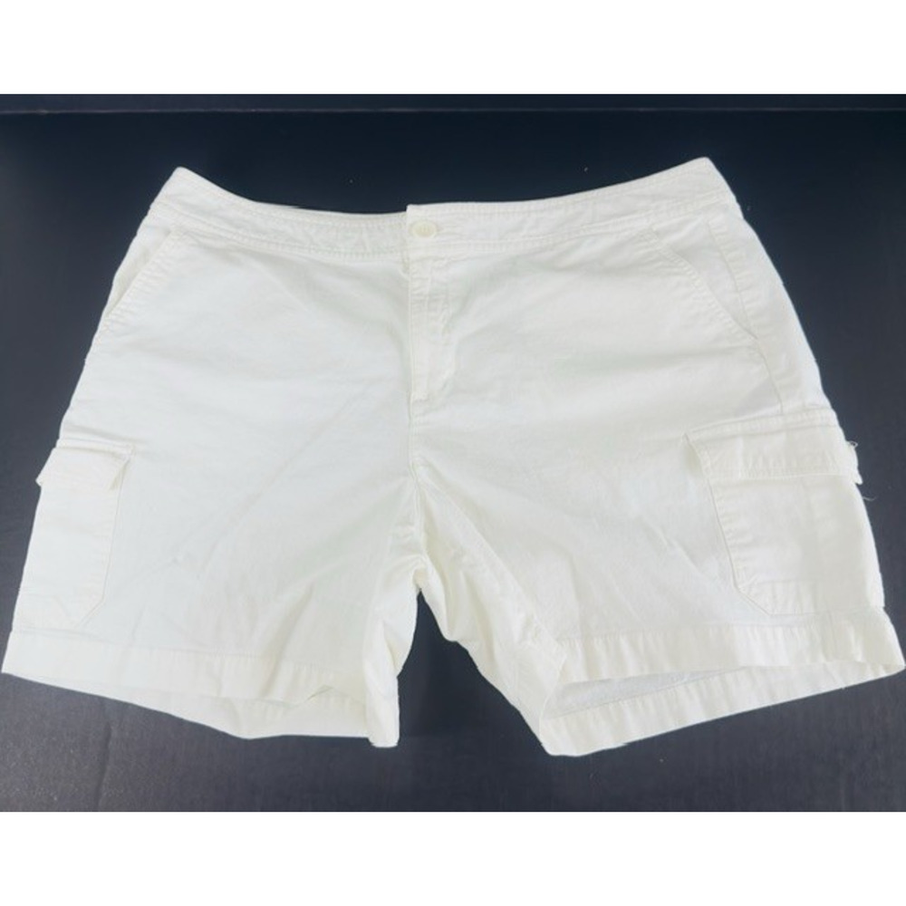 Dockers Womens White Cotton/Spandex Shorts 16 Cargo Mom Grandma Summer Beach VTG